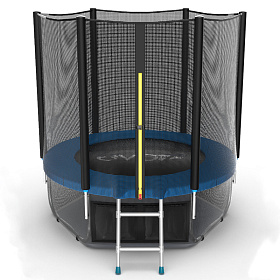 Синий батут с сеткой EVO FITNESS JUMP External + Lower net, 6ft (синий) + нижняя сеть