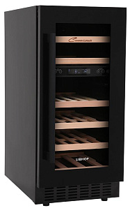 Узкий встраиваемый винный шкаф LIBHOF CXD-28 black