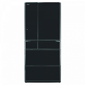 Большой чёрный холодильник HITACHI R-E6800UXK
